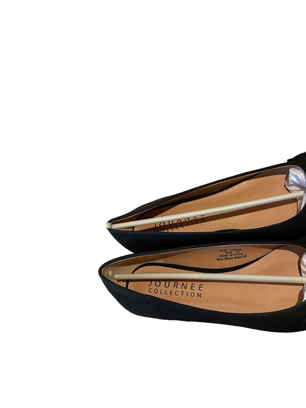 Journee Collection Black Pointed-Toe Ruffle Flats - Picture 9 of 9